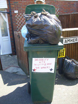 Waste is piling up in Brighton as no collections have taken place since Friday